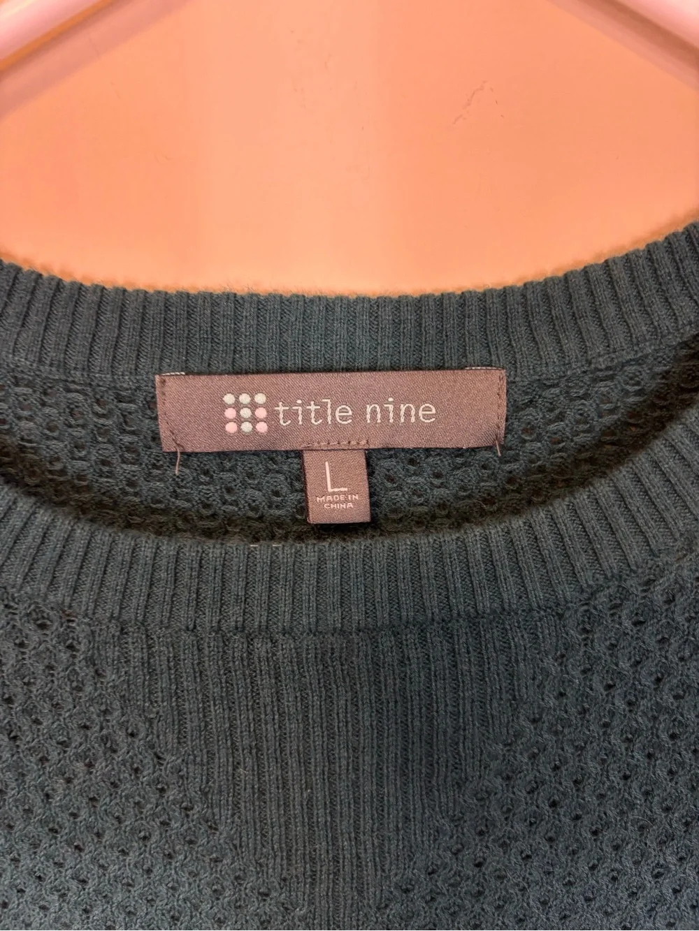 Title Nine Women's Dark Teal Long-Sleeve Knit Merino Wool Sweater Dress Large